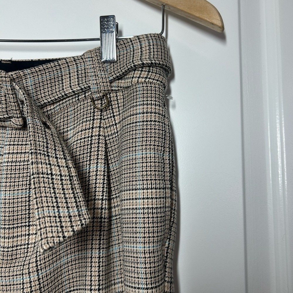 Anthropologie Maeve Boot Tuck Knit Plaid Trouser Pants with Belt size 4 preppy - Picture 8 of 15